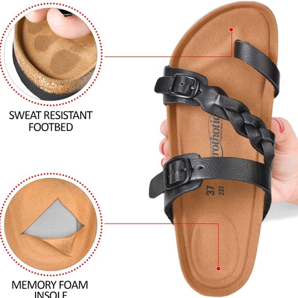 Aerothoitc Woman’s Arch Support Casual Strappy Slide Sandal - Picture 3 of 10